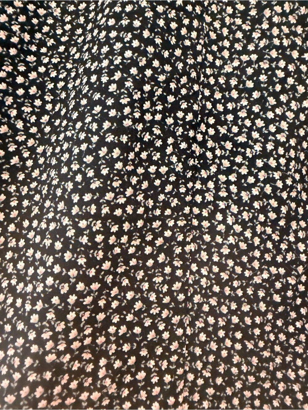 Tish Cox Medium Black Long-Sleeve pink micro Floral print! EUC! 100% cotton - Picture 2 of 7